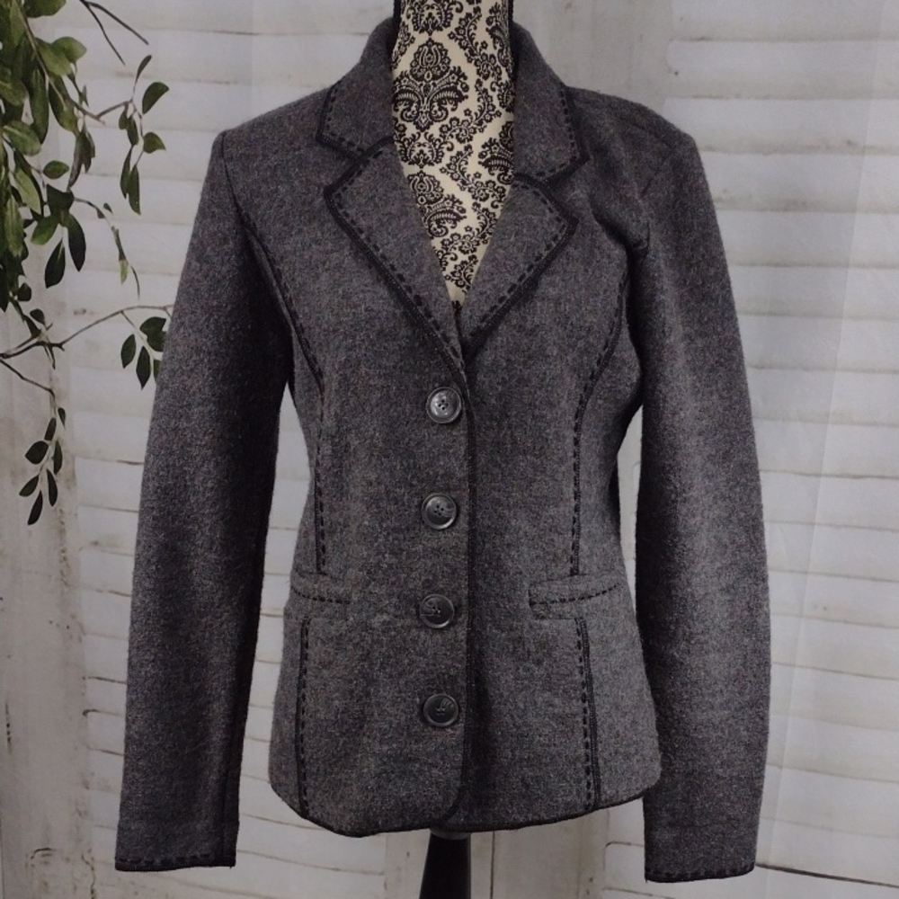 Carole Little Dark Gray Wool Blazer Size M